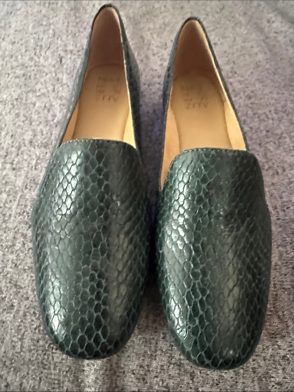 Naturalizer leather Dark Green Faux-Snake Loafers